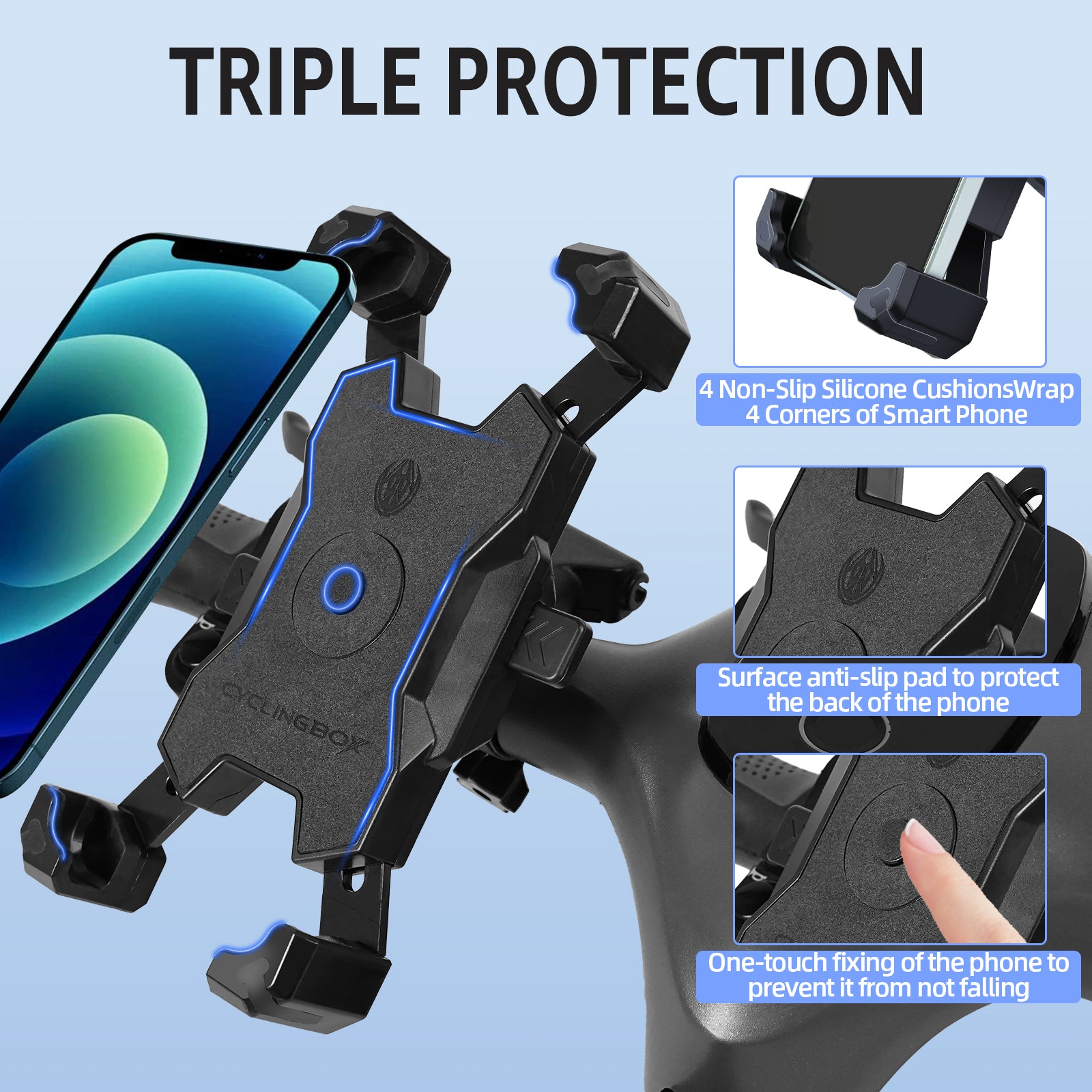 Scooter Phone Mount Holder - Black