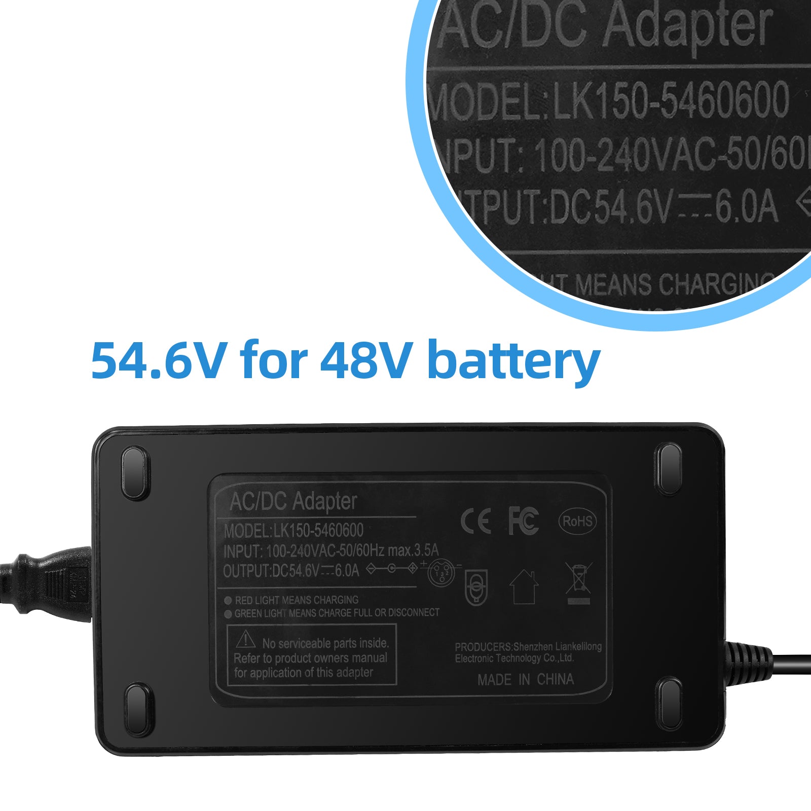 48V 6A E-Scooter Schnellladegerät (1 Stecker) für RZ800