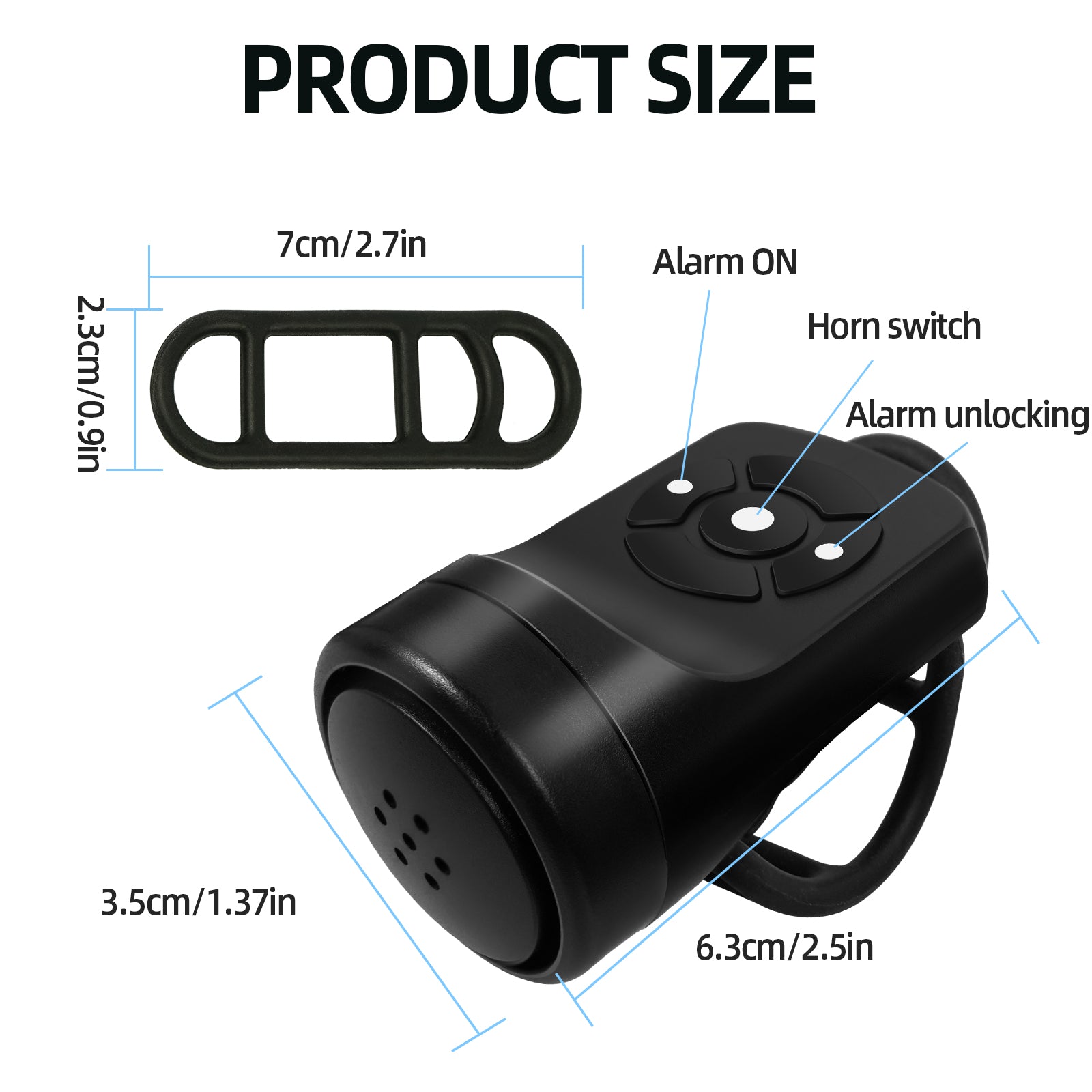 Clacson per bici elettrica con allarme antifurto, ricarica USB