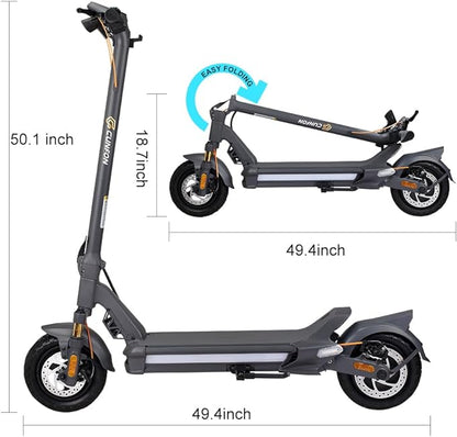 CUNFON RZ800 Electric Scooter: Folded and Unfolded Dimensions